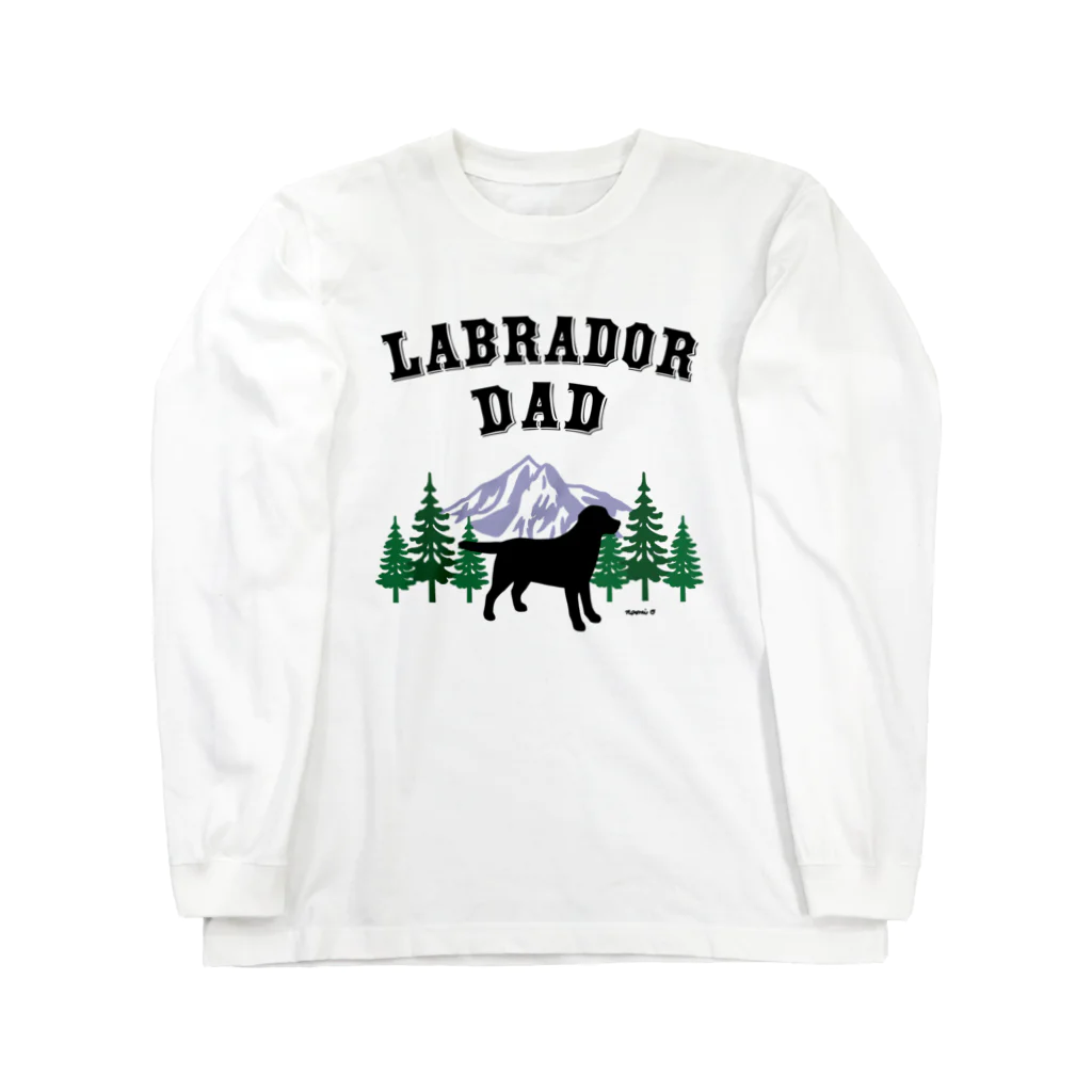 ハッピー・ラブラドールズのLabrador Dad ブラックラブラドール ロングスリーブTシャツ