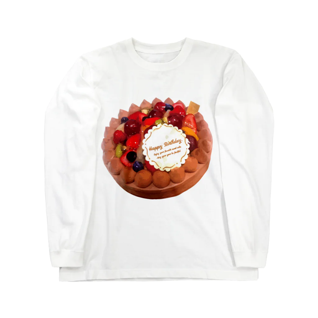 kimchinのフルーツたっぷりのデコレーションケーキ ロングスリーブTシャツ