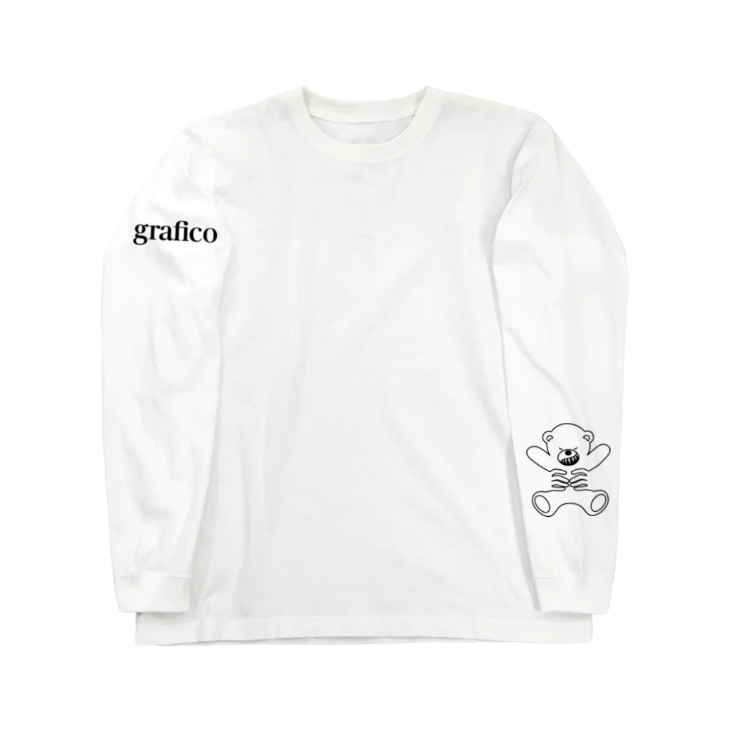 graficoのアングリーベアー・ホワイト ロングスリーブTシャツ