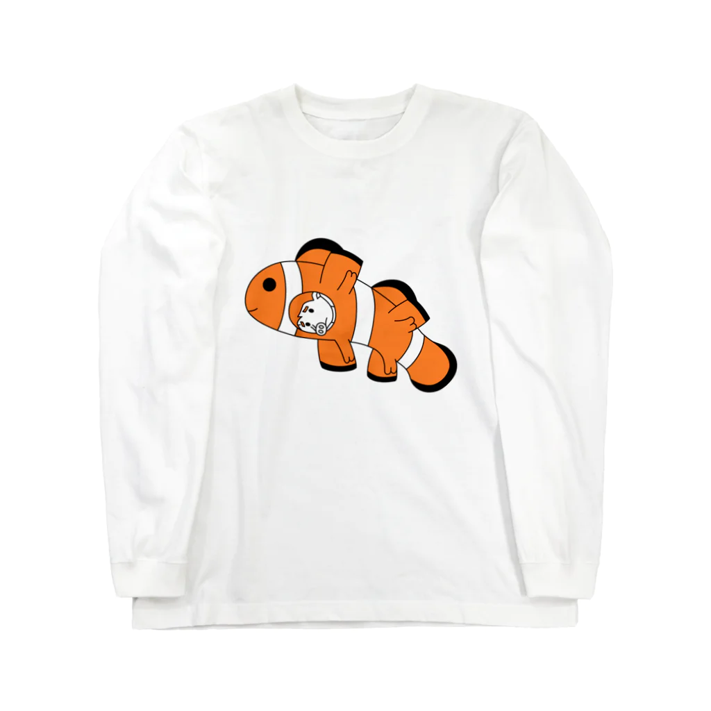 豚人イラストのパンダ武島のカクレブタノミ（横） Long Sleeve T-Shirt