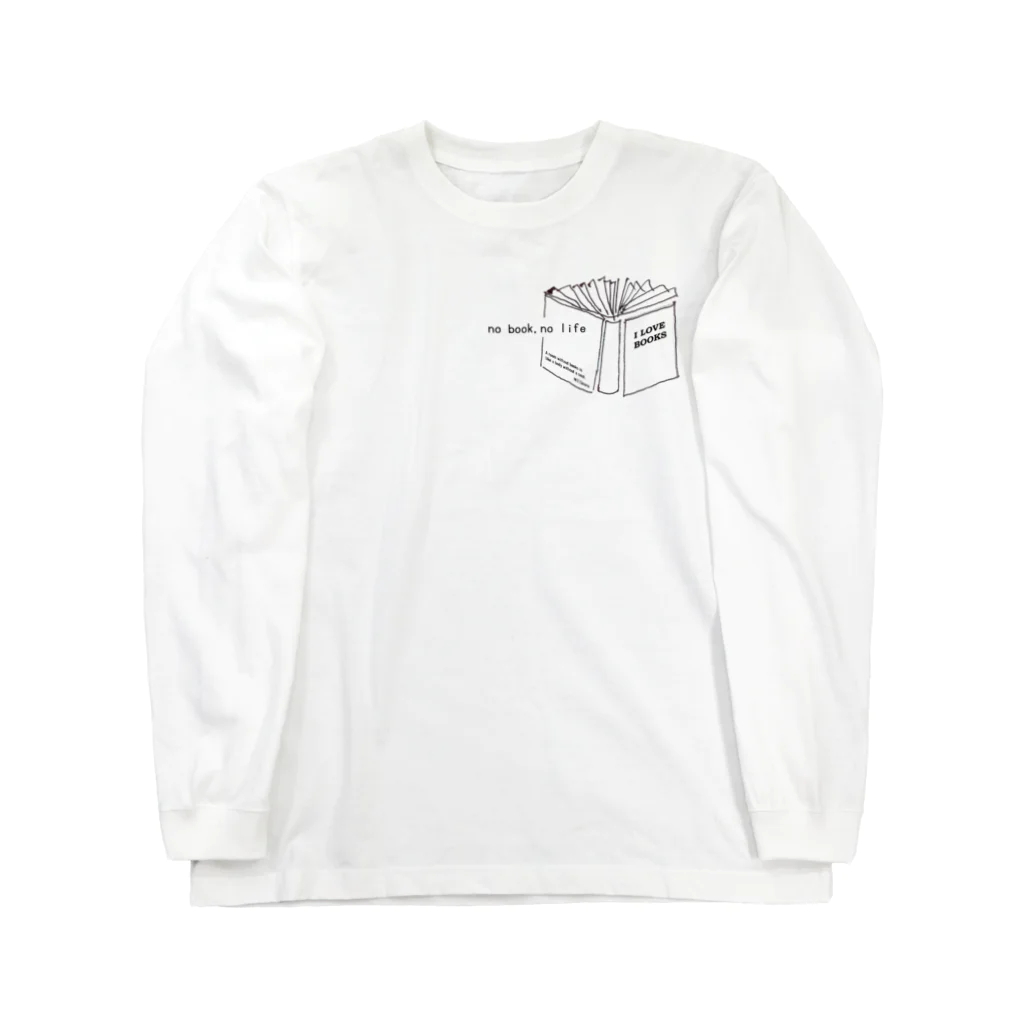 はんぶんこ　hanbunco-libraryのno book, no life 淡色 Long Sleeve T-Shirt