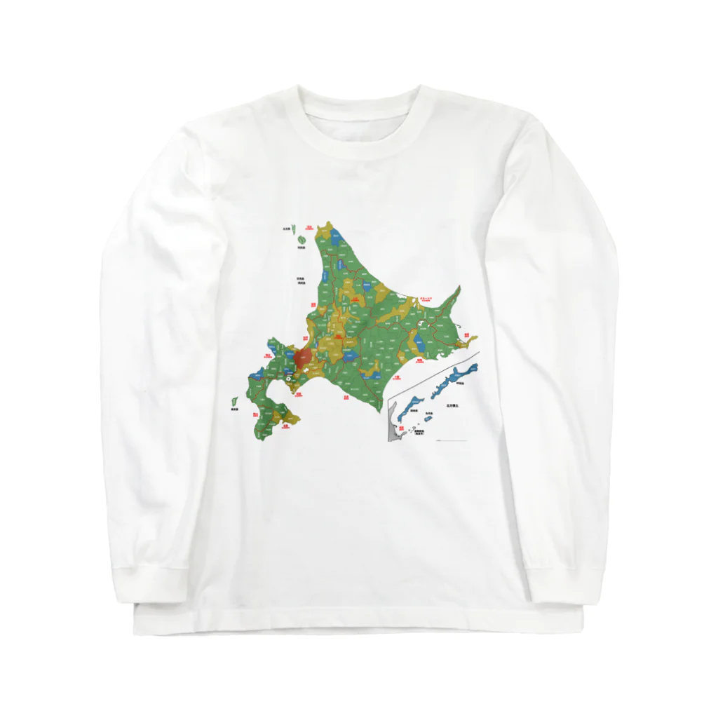 北海道ファンマガジン編集部の北海道179市町村地図 ロングスリーブTシャツ