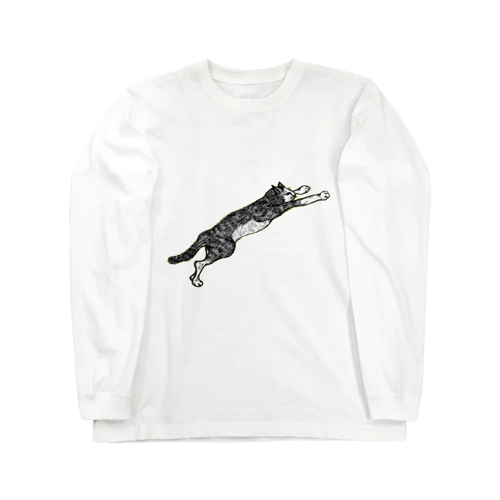 ンコストア(N’ko)の猫飛ぶ Long Sleeve T-Shirt