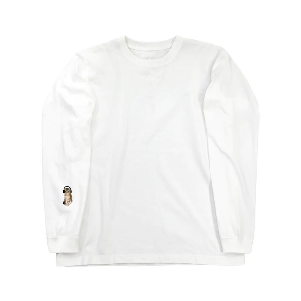 末っ子じゃない甘えん坊猫のヘッドフォンon猫 Long Sleeve T-Shirt