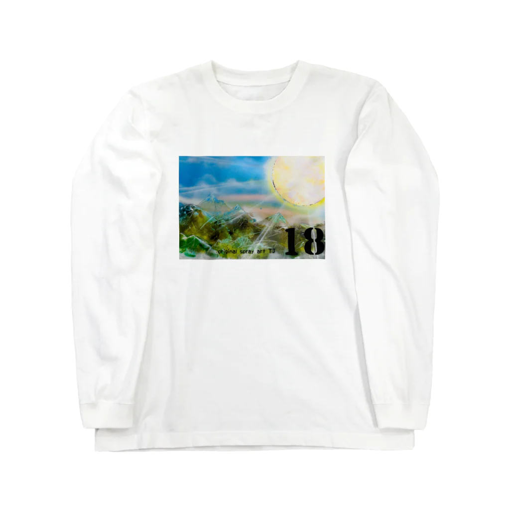 小さな宇宙工房おっちーの【NO.18 natural Landscape〜original spray art〜】 ロングスリーブTシャツ