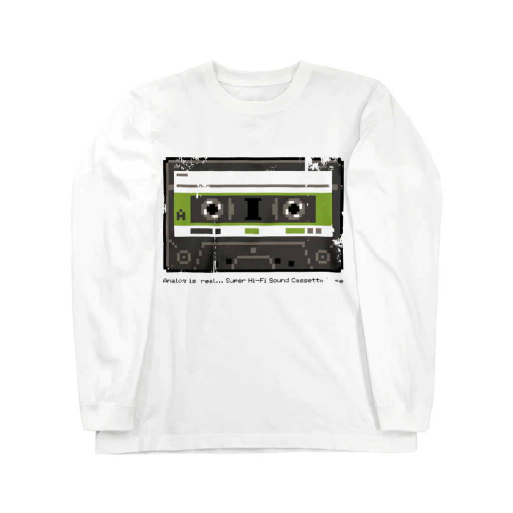 HEDZの巣 SUZURI店の"Analog is Real" CASSETTE TAPE ロングスリーブTシャツ