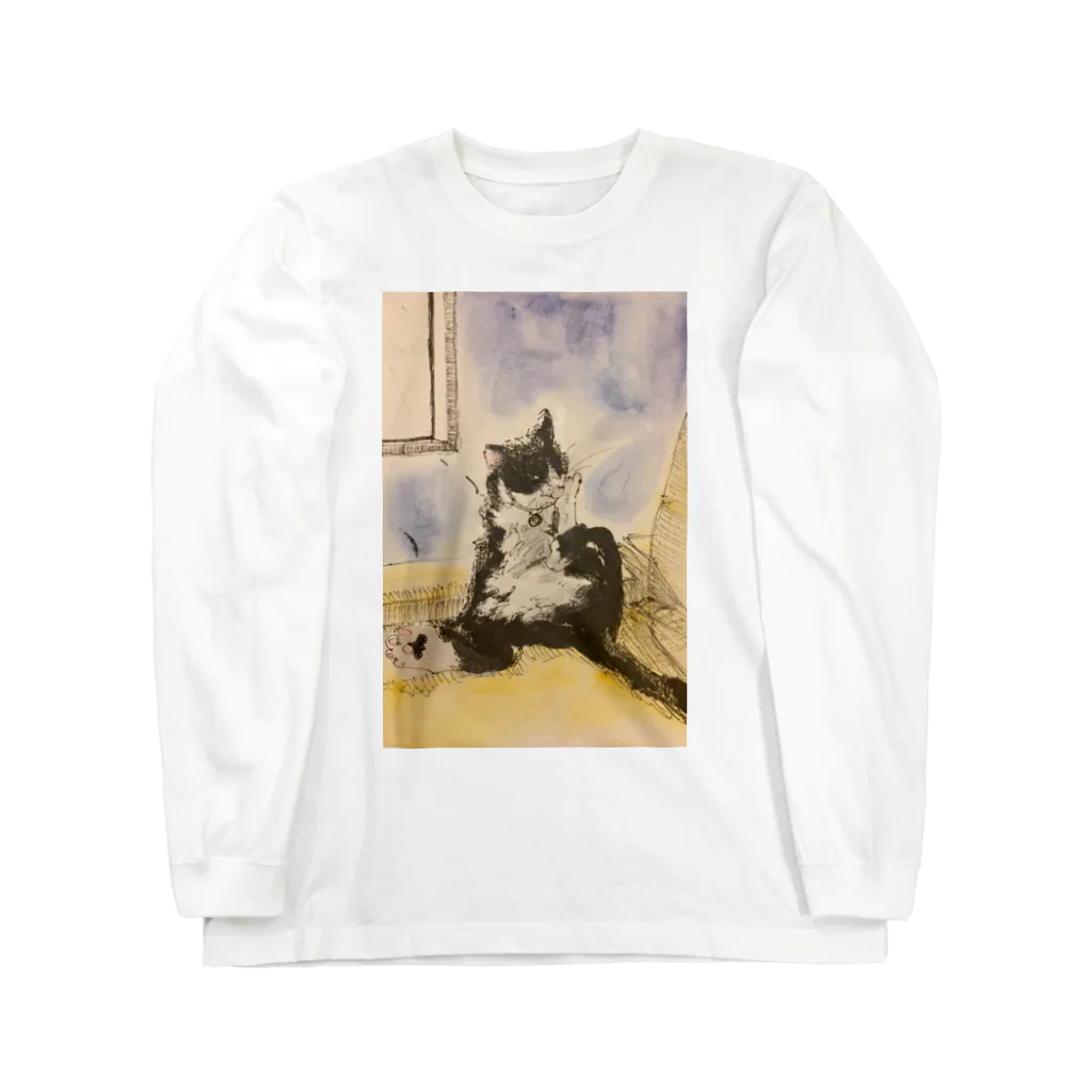 Yuki Yanoのねこにゃん、みことくん。足ガジガジ Long Sleeve T-Shirt