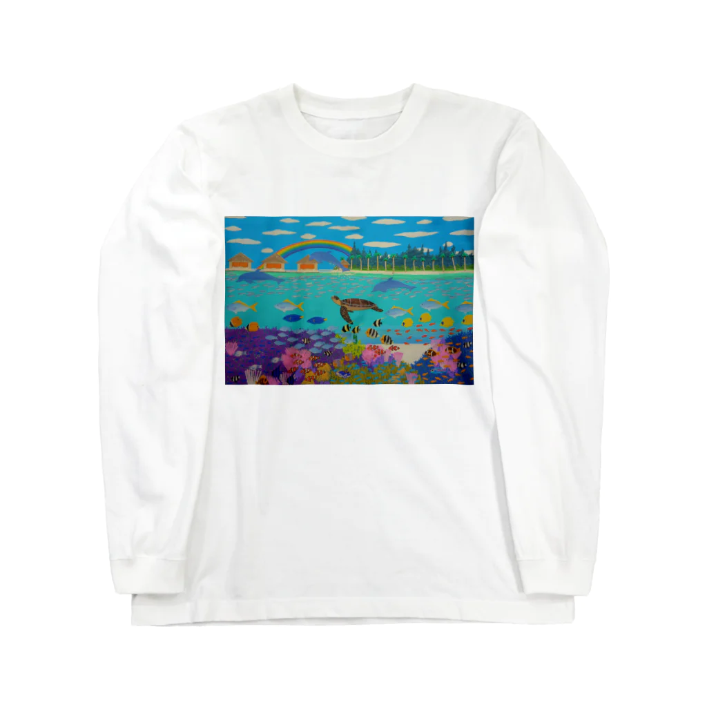 Junie貼り絵グッズのニューカレドニアのサンゴ礁 Long Sleeve T-Shirt