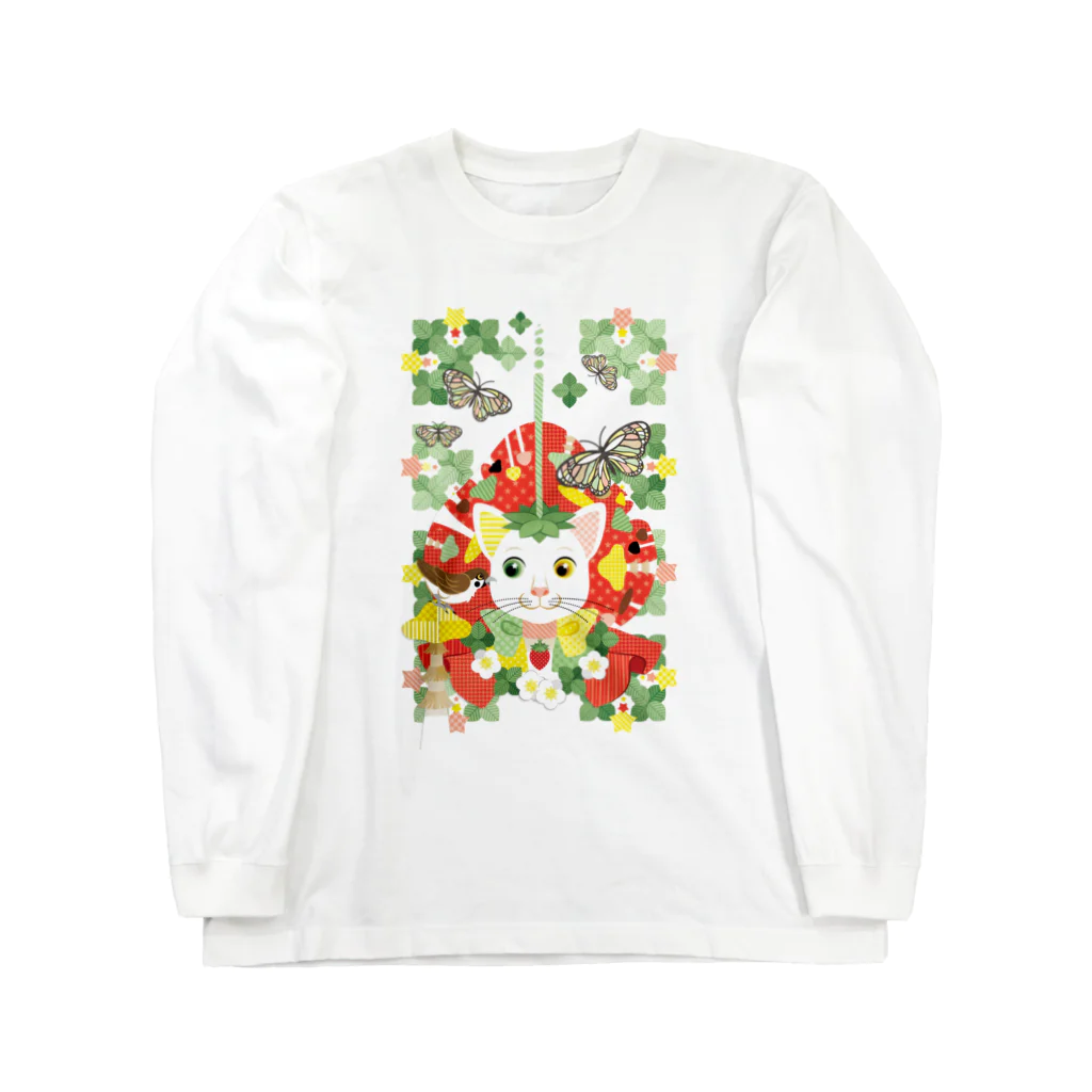 ねことりむし★CAT BIRD INSECTの苺大福／Strawberry Daifuku Long Sleeve T-Shirt