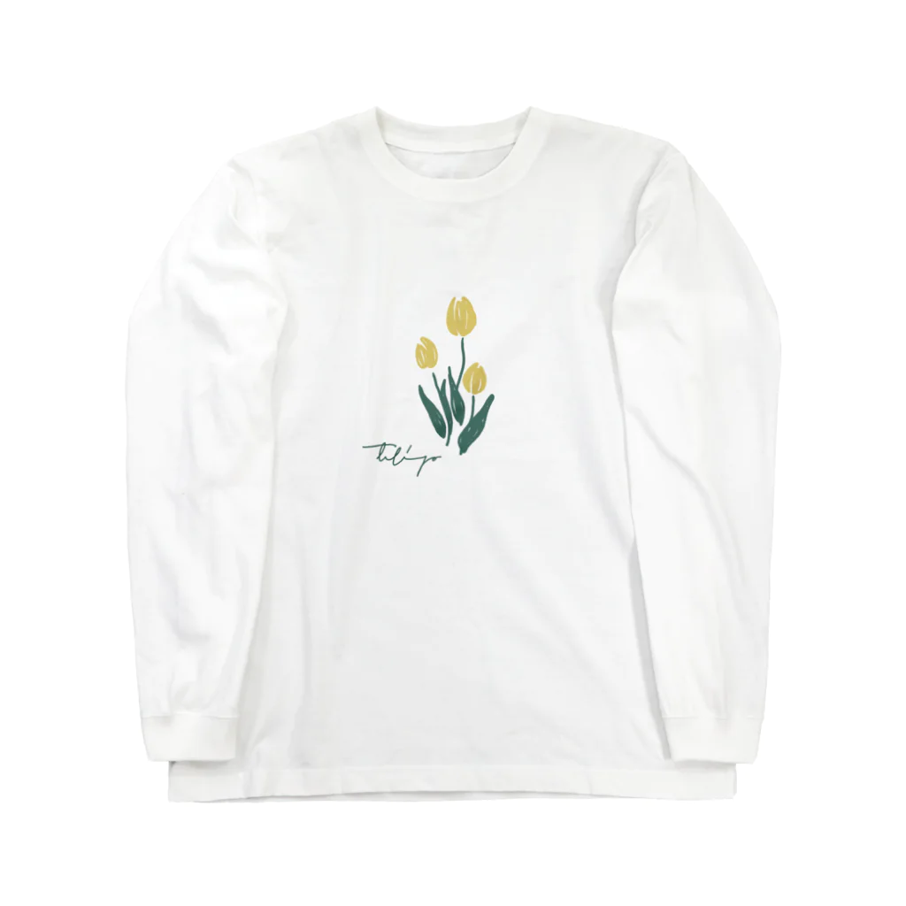 tulipの白地　tulip Long Sleeve T-Shirt
