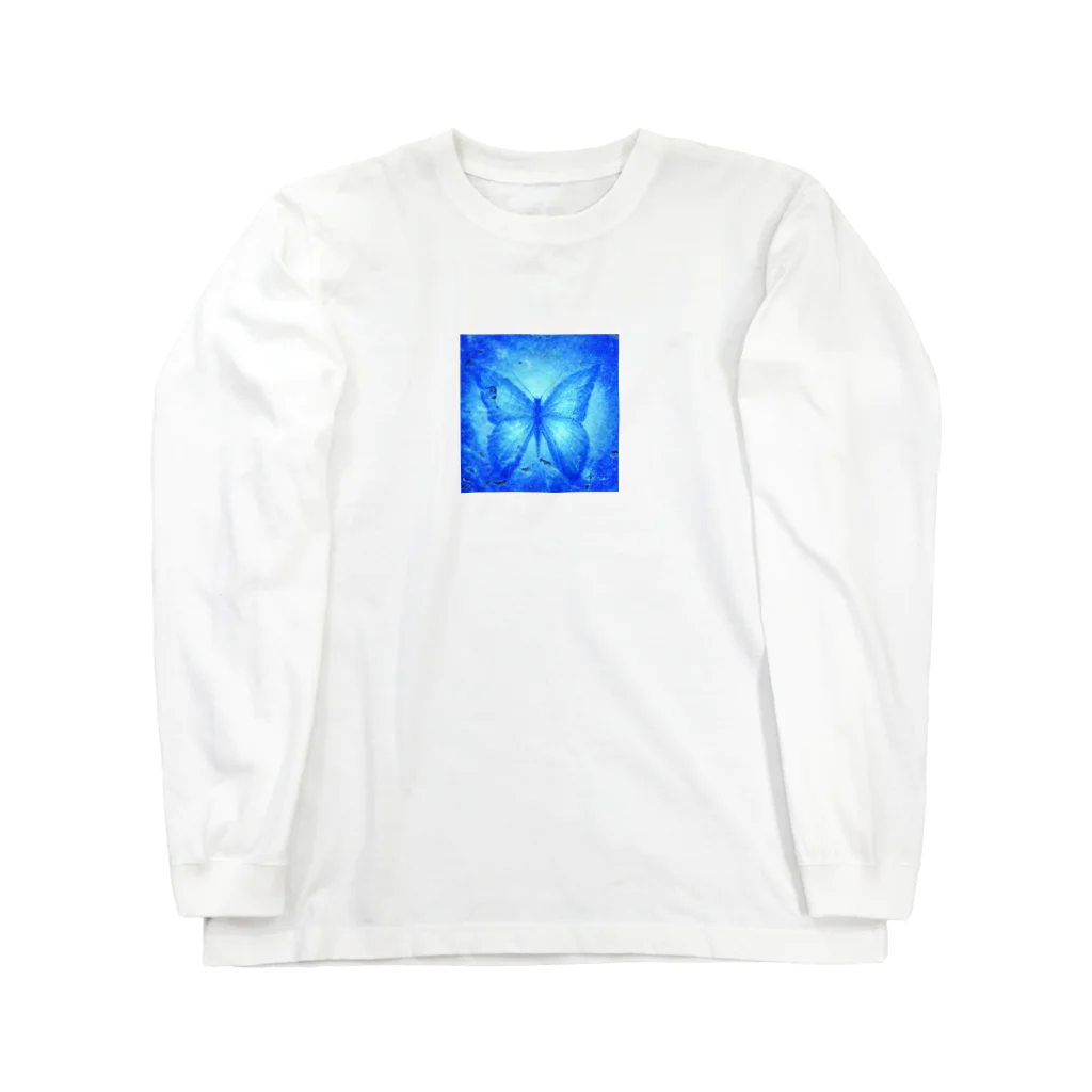 okanoxnekoの青い蝶 ロングスリーブTシャツ