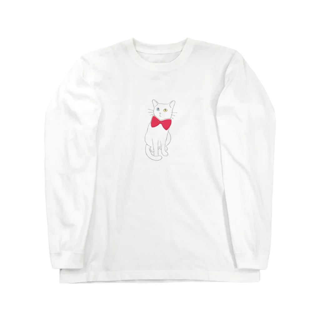 おとんの赤い蝶ネクタイのねこ（オッドアイ） Long Sleeve T-Shirt