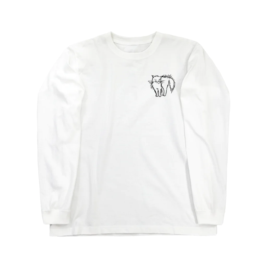 マイマイタケの怒ってます（白猫・控えめ） Long Sleeve T-Shirt