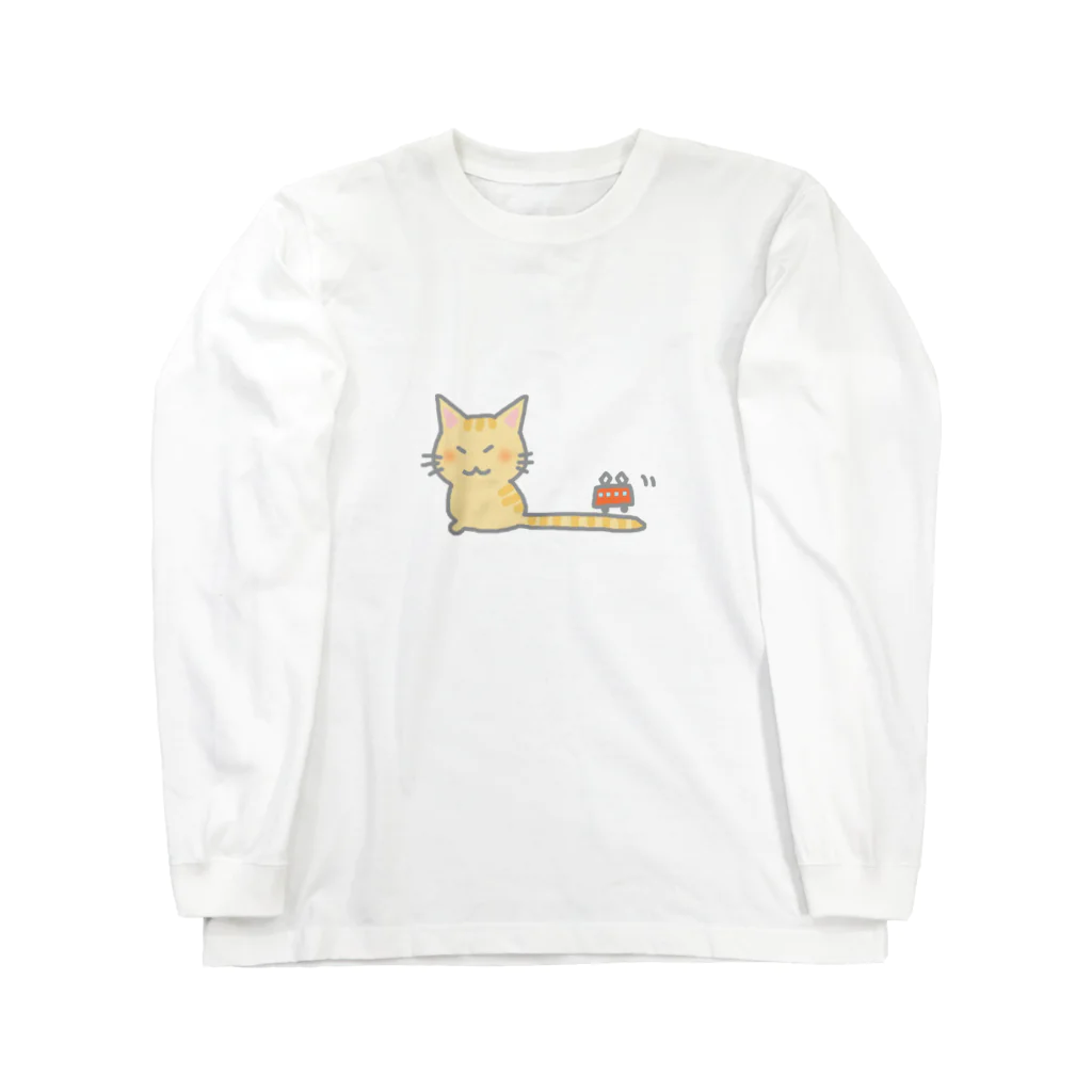 フニータと猫のお店の電車猫さん ロングスリーブTシャツ