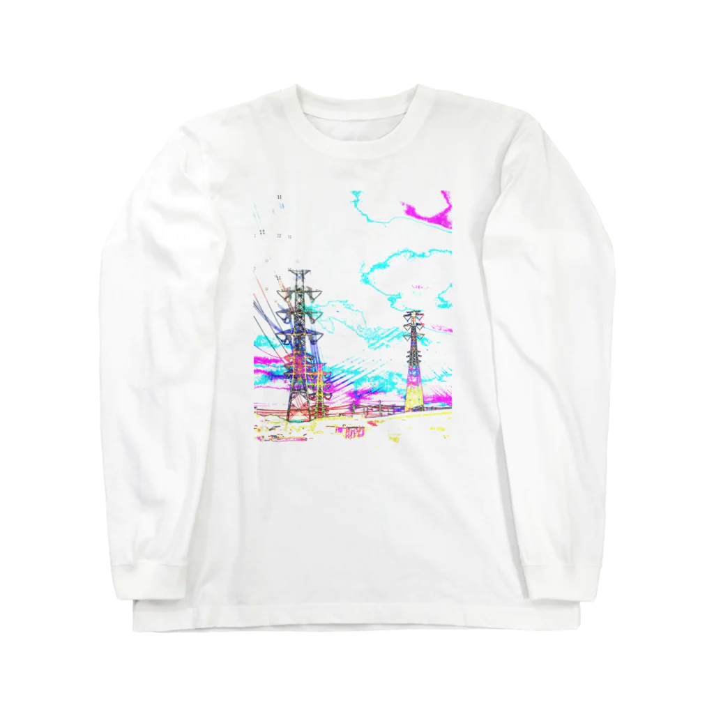 Electrical Babel @ SUZURIのEB-TS001-W "Psychedelic White" Long Sleeve T-Shirt