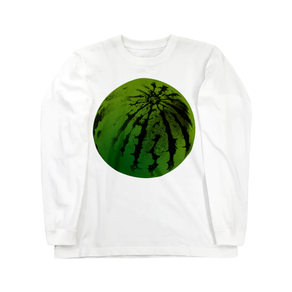 ヨープキャンが気になったのすいか -watermelon- 丸 ロングスリーブTシャツ