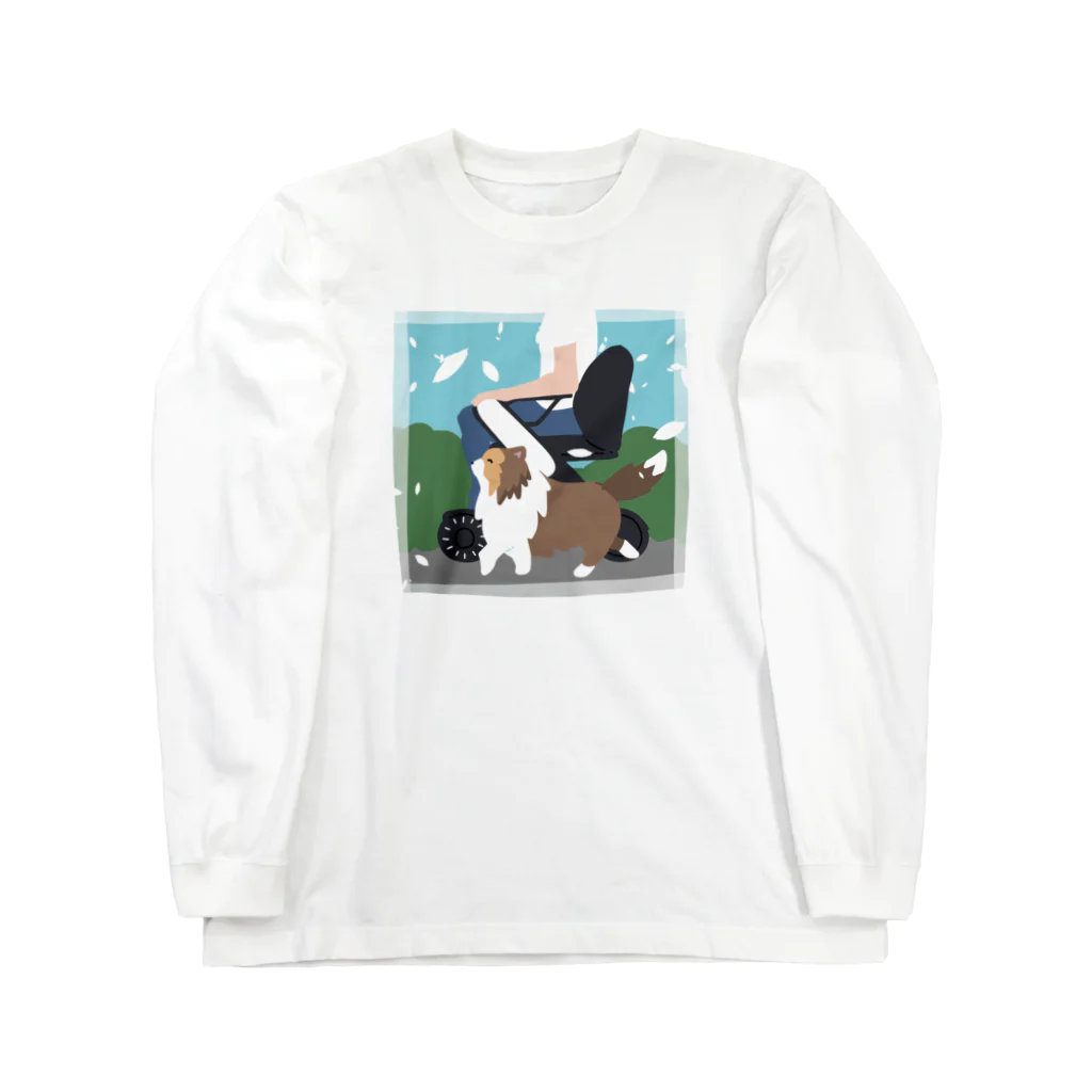 Kotetsu diary(SUZURI店)のシェルティ×車椅子 Long Sleeve T-Shirt