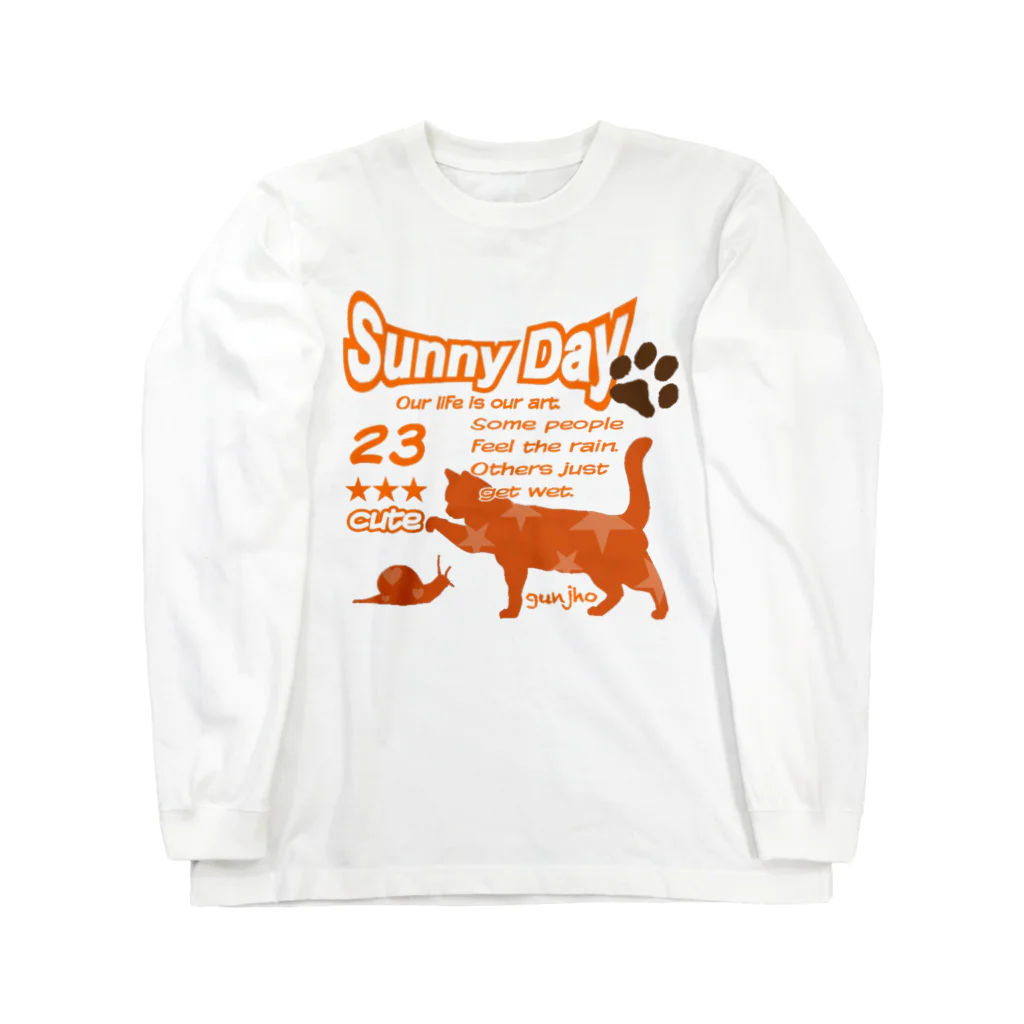 gunjho'sgalleryのネコちゃんとカタツムリ Long Sleeve T-Shirt