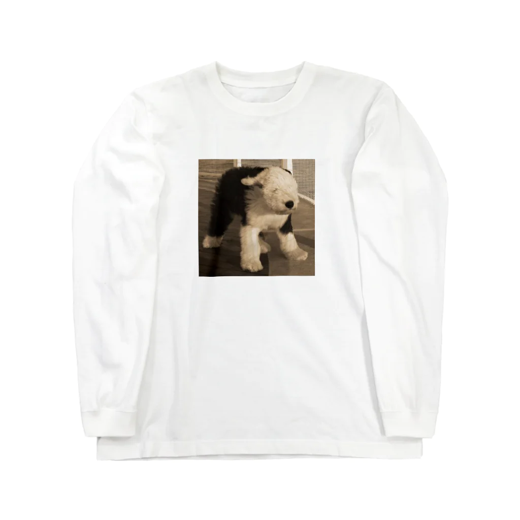 李子（ももこ）の風に立ち向かう子犬 Long Sleeve T-Shirt