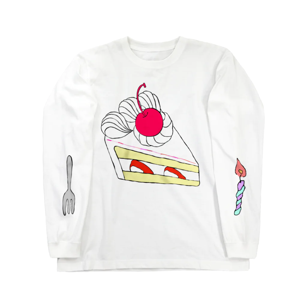 おにぎり堂のさくらんぼといちごのカラフルケーキ ロングスリーブTシャツ