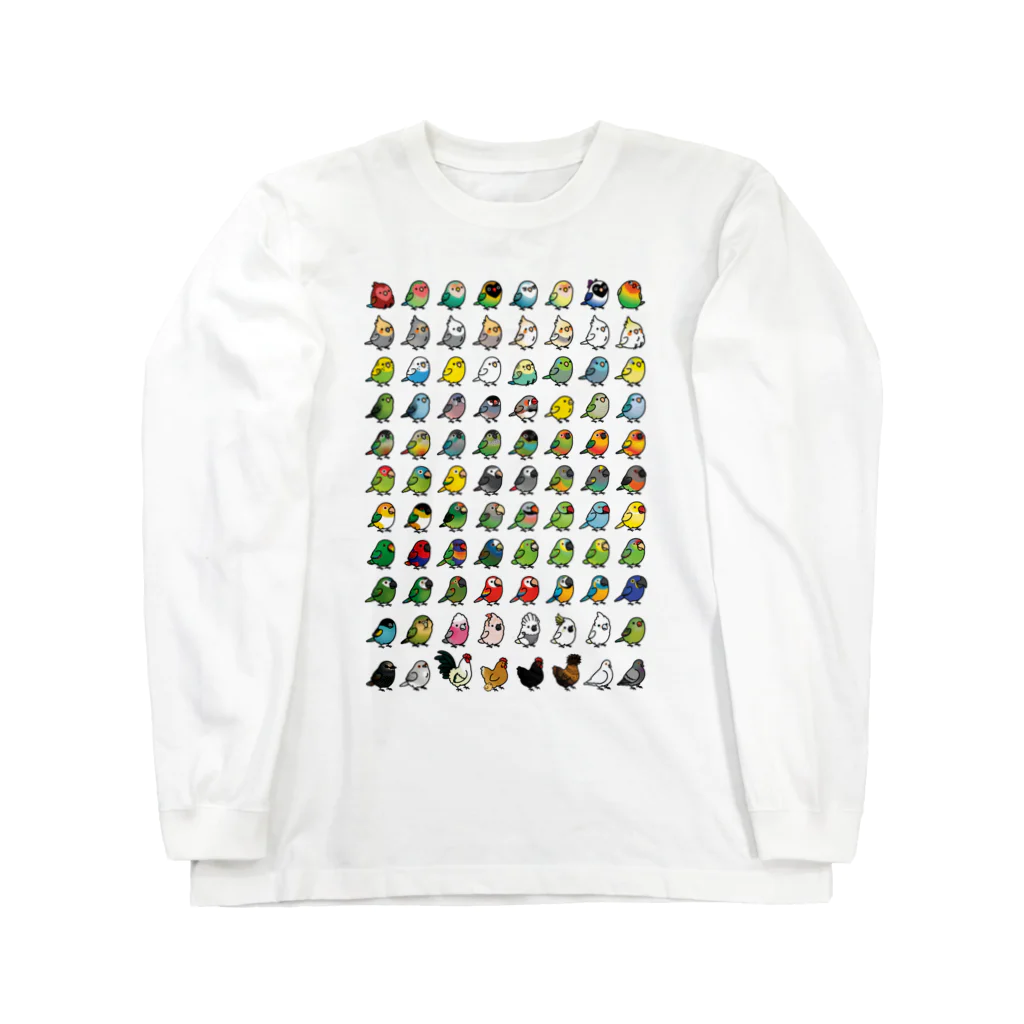 Cody the LovebirdのChubby Bird 鳥さん大集合 Long Sleeve T-Shirt