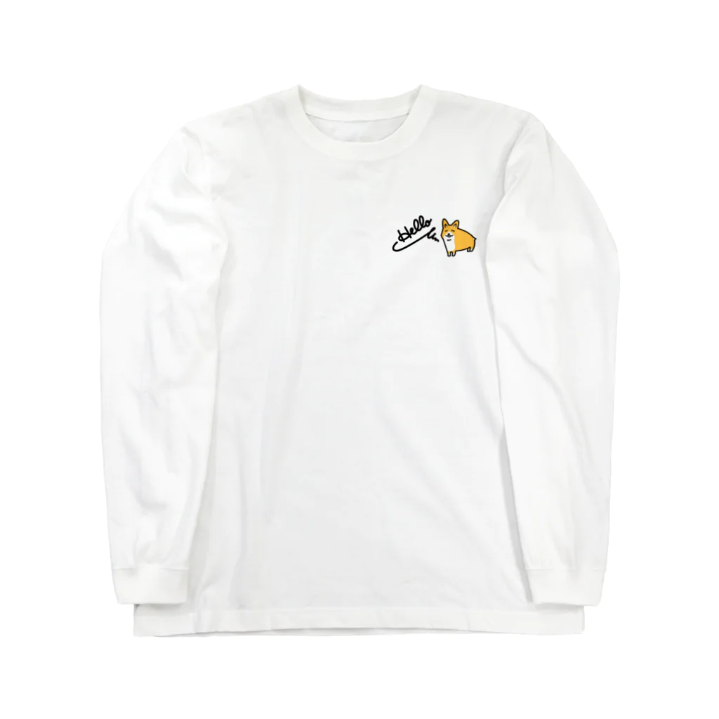 ほっこりアニマルキャラクターのコーギーのはなちゃん Long Sleeve T-Shirt