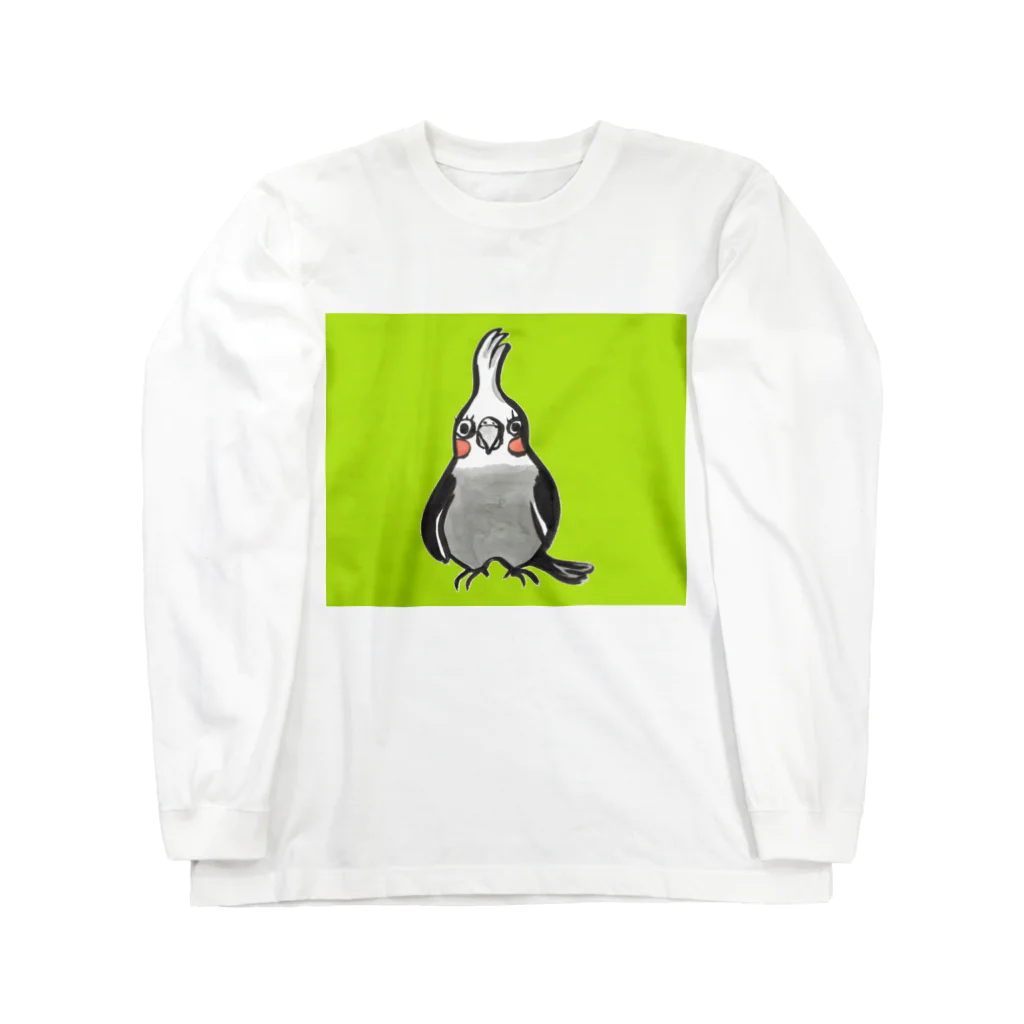 Mitsu-Zoのオカメインコのプーちゃん ロングスリーブTシャツ