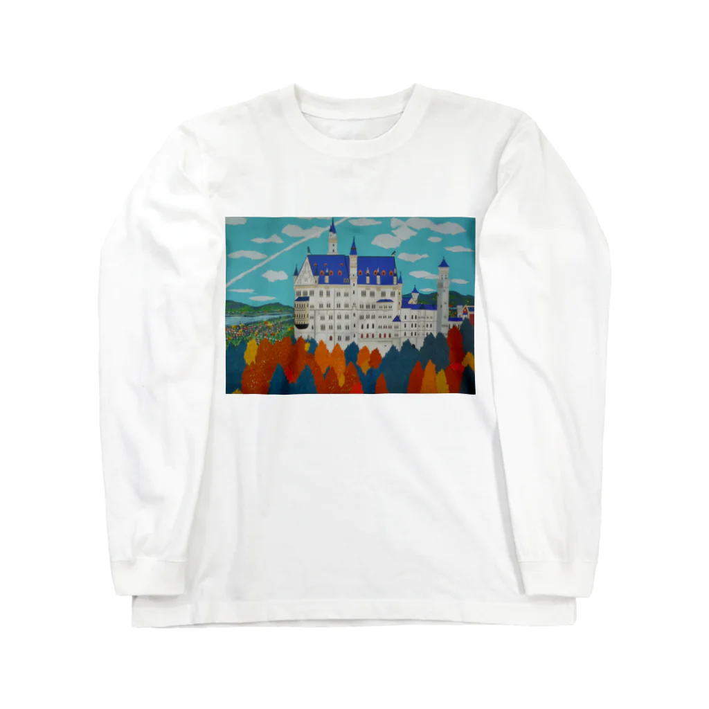 Junie貼り絵グッズの紅葉のノイシュバンシュタイン城 Long Sleeve T-Shirt