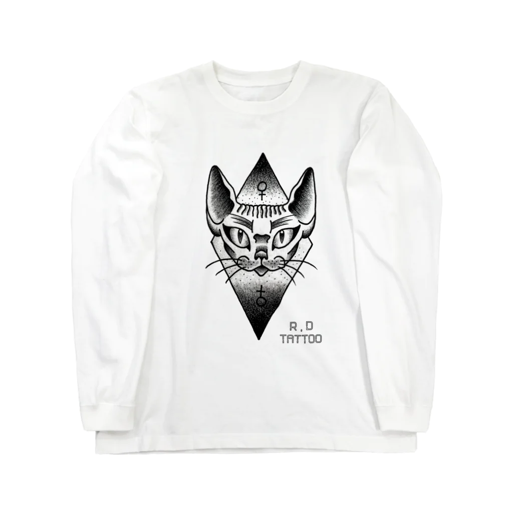 RaccoonDogTattooのロゴ入りすふぃんくすねこ ロングスリーブTシャツ