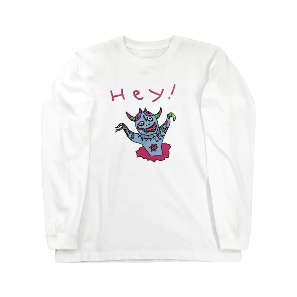 ガイコツの犬のHey！ Long Sleeve T-Shirt