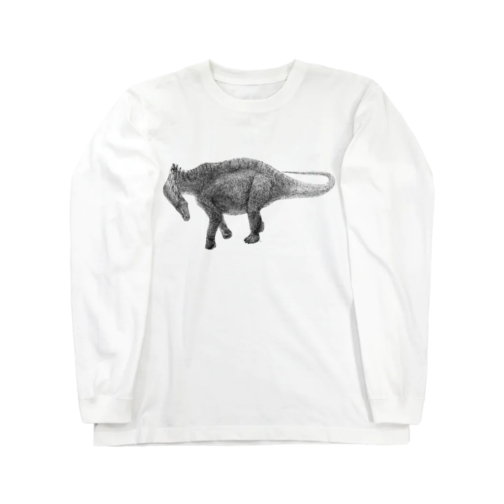 segasworksのAmargasaurus（白黒） ロングスリーブTシャツ