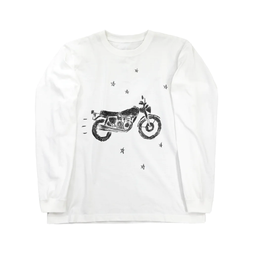NIKORASU GOのノスタルジーデザイン「バイクで走り去る」 ロングスリーブTシャツ