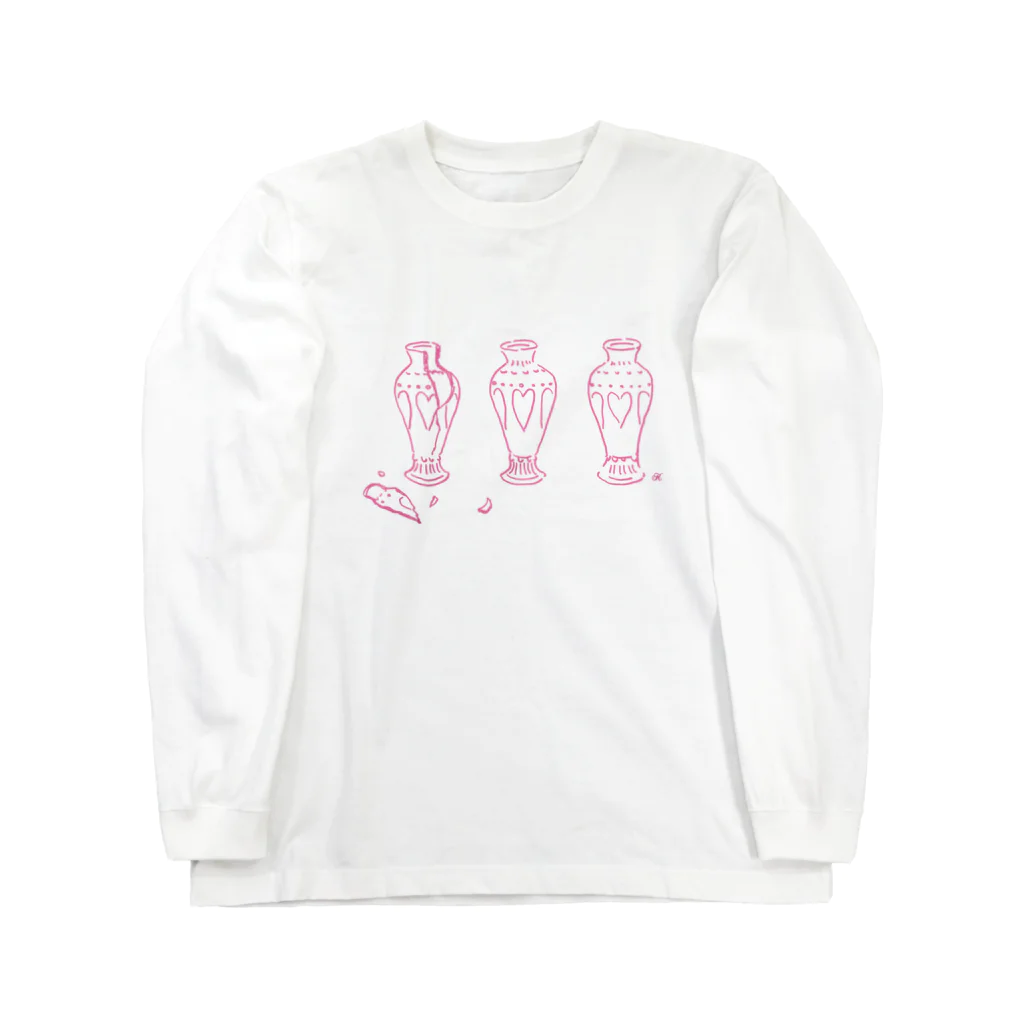 うつわとくさむらのピンクポーセリン Long Sleeve T-Shirt