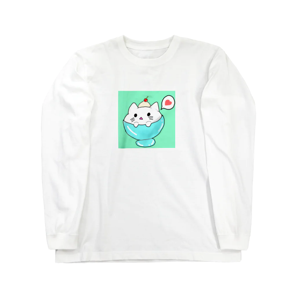 まいまいの子供部屋ショップのパフェにゃんこ ロングスリーブTシャツ