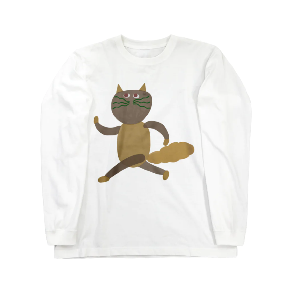 boorichanのふわふわしっぽのお急ぎネコちゃん ロングスリーブTシャツ