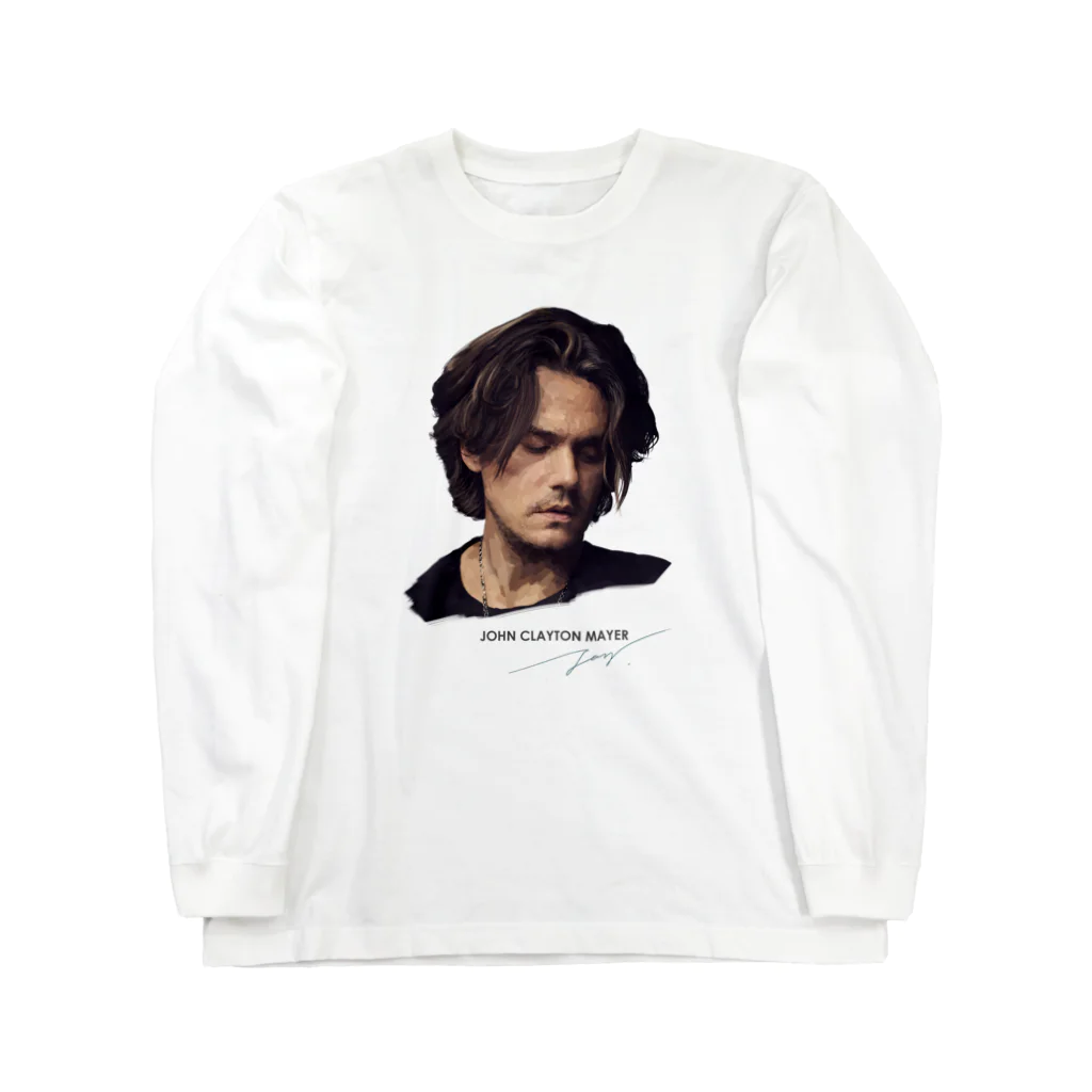 strat.Jay's shopのJohn ロック ギターリスト メイヤー イラスト Long Sleeve T-Shirt