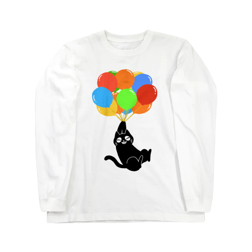 ねむ吉屋のFLY AWAY CAT(風船で飛ぶ猫) Long Sleeve T-Shirt