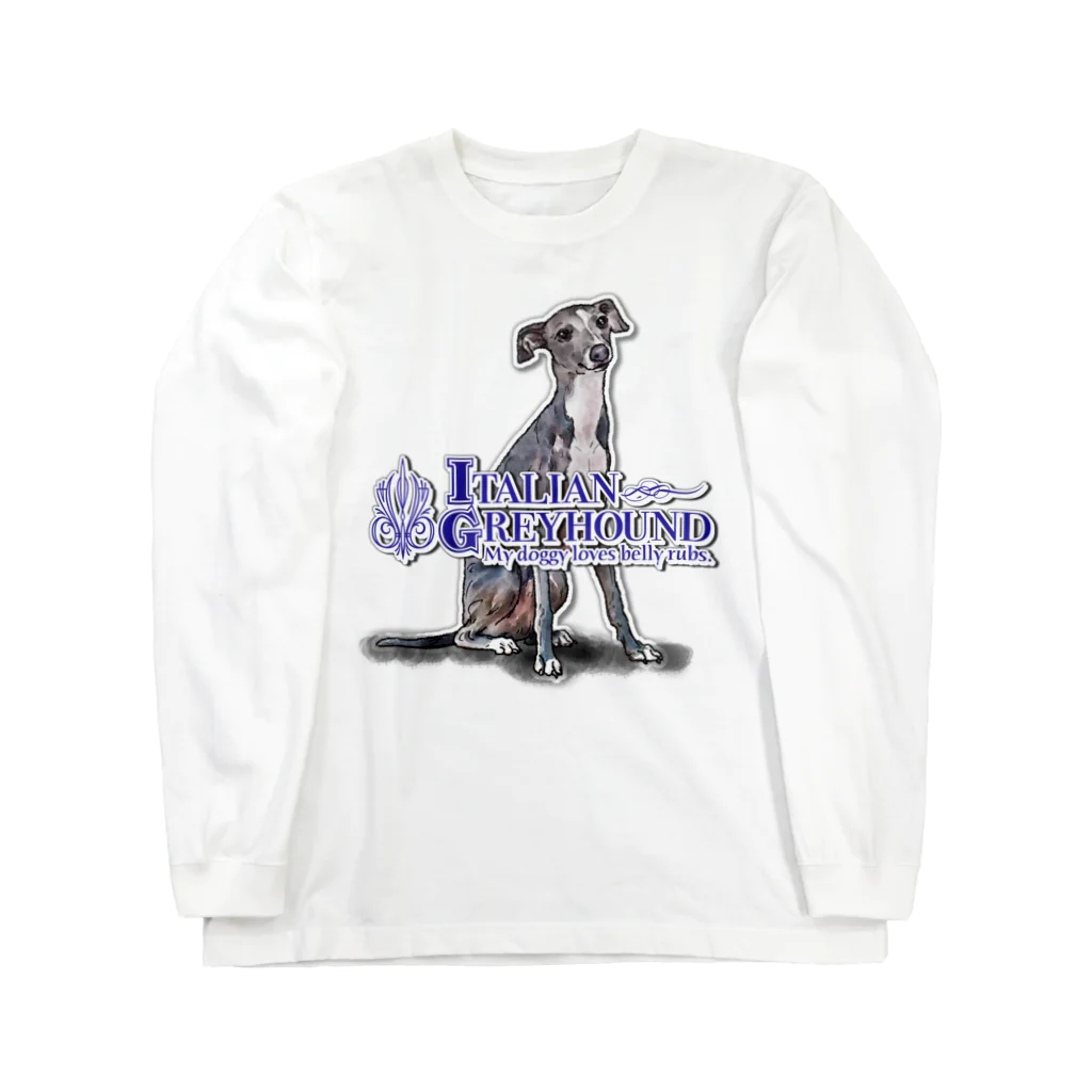 オリジナル工房プリントンのイタリアングレイハウンド 前面プリントTシャツ＜淡色＞ Long Sleeve T-Shirt