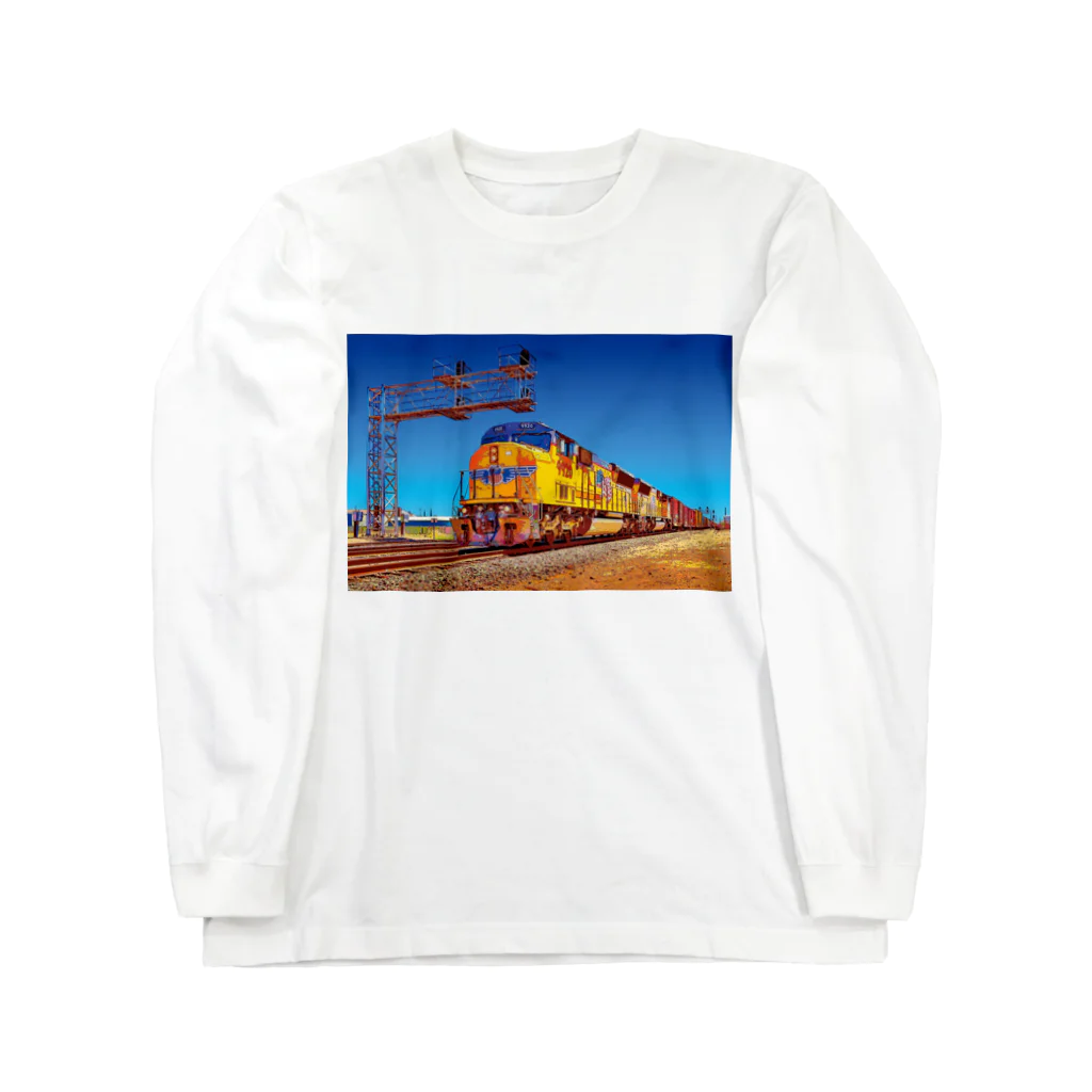 GALLERY misutawoのアメリカ カリフォルニアの黄色い貨物列車 ロングスリーブTシャツ