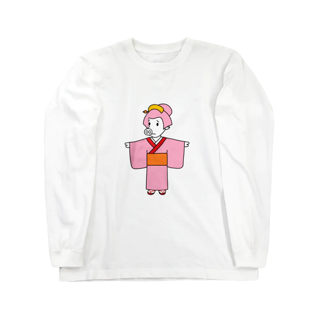 豚人イラストのパンダ武島の江戸っ子ちゃんだねっ！お豚（とん）さんっ！ ロングスリーブTシャツ