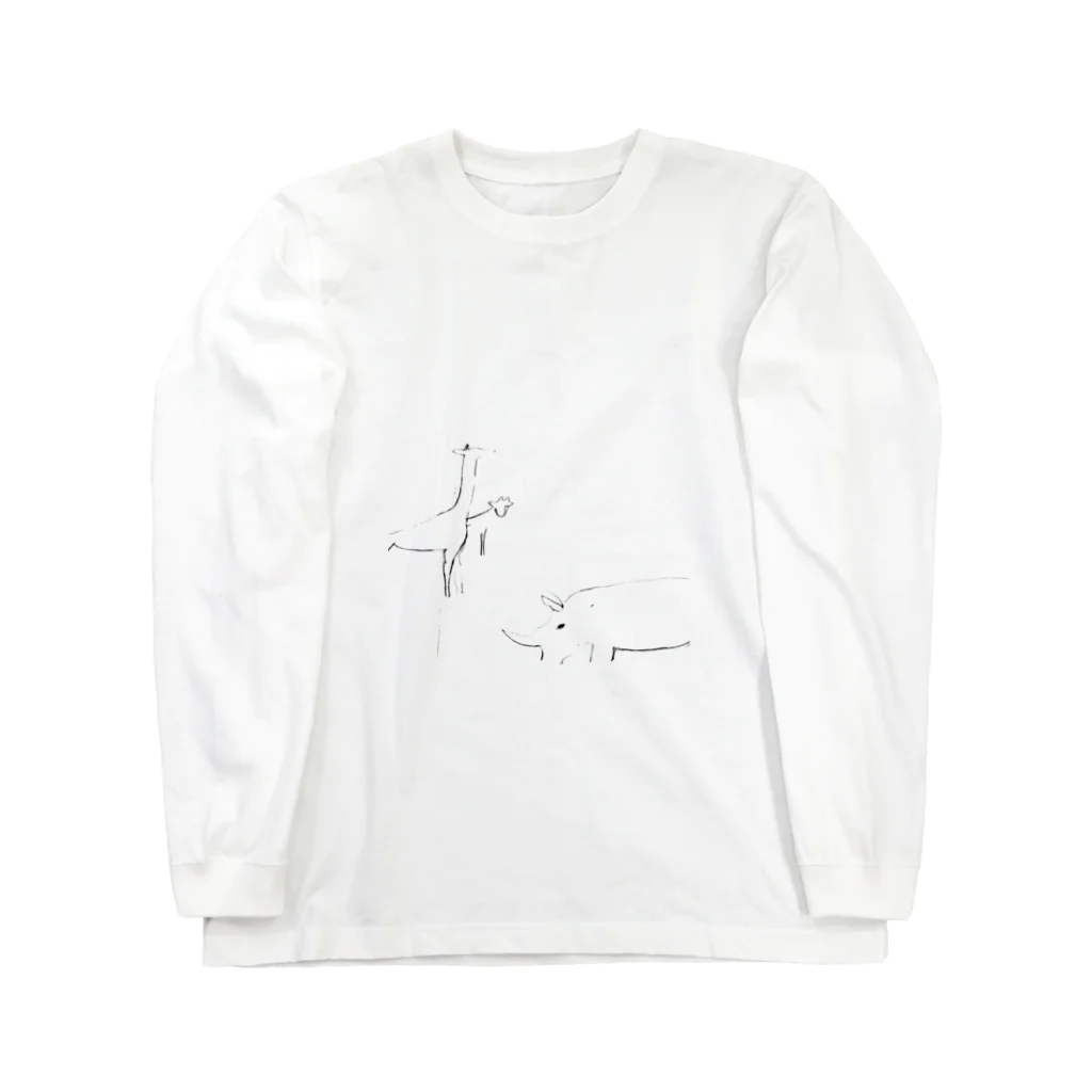 きゅうりさんのキリンとサイ Long Sleeve T-Shirt