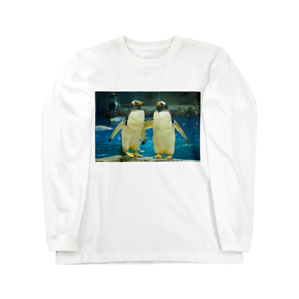 ペンギンの写真のジェンツーペンギン　写真　リアル　仲良し Long Sleeve T-Shirt