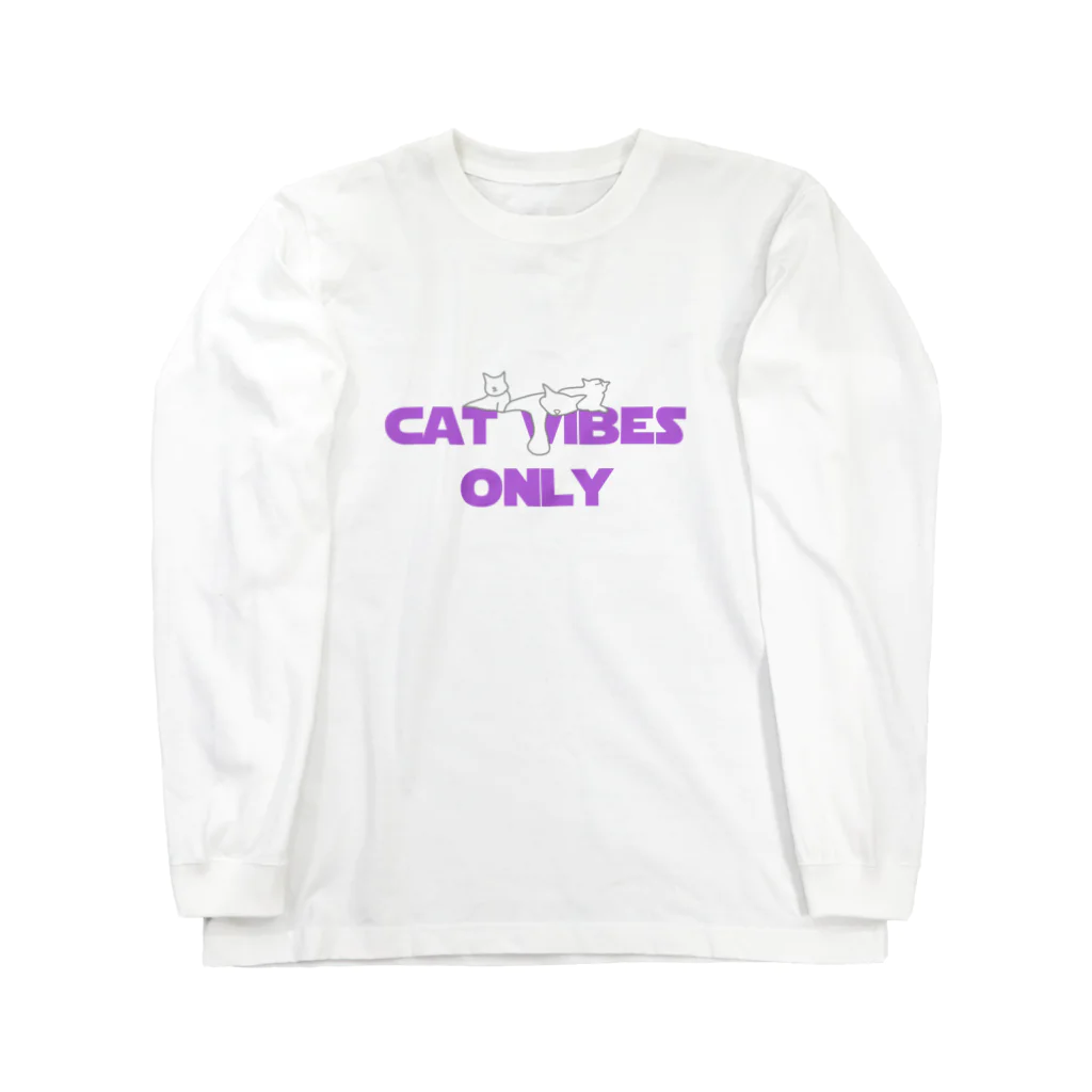 BlackbirdのCAT VIBES ONLY purple for people ロングスリーブTシャツ