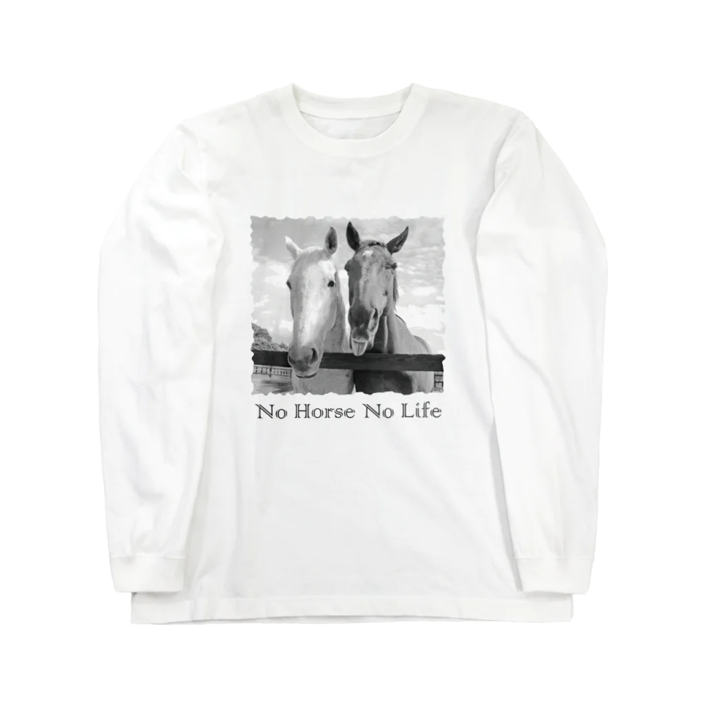 SHOP HAPPY HORSES（馬グッズ）のスピプー（モノクロ） Long Sleeve T-Shirt