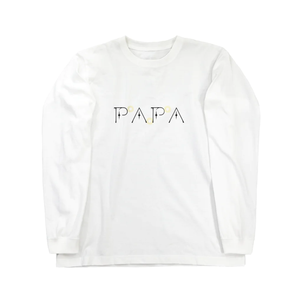 famille-ふぁみーゆ-の家族ペアプラネタリウム文字　PAPA ロングスリーブTシャツ