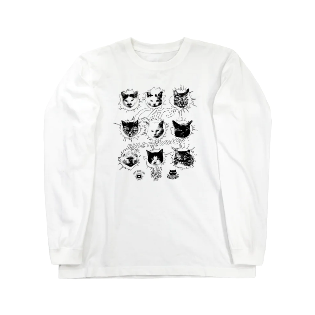 LONESOME TYPE ススの猫が世界を支配する9FACES（黒） ロングスリーブTシャツ