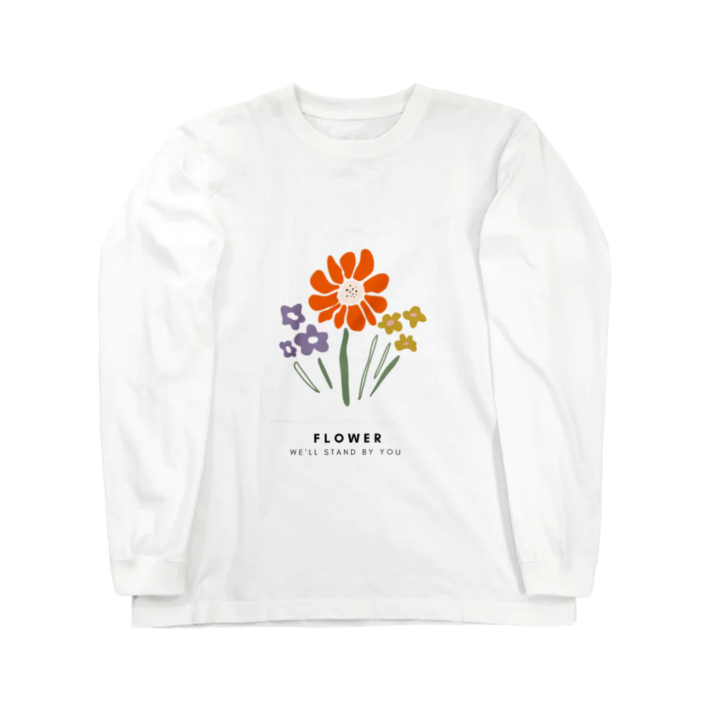 by.lettersの3つのお花 ロングスリーブTシャツ