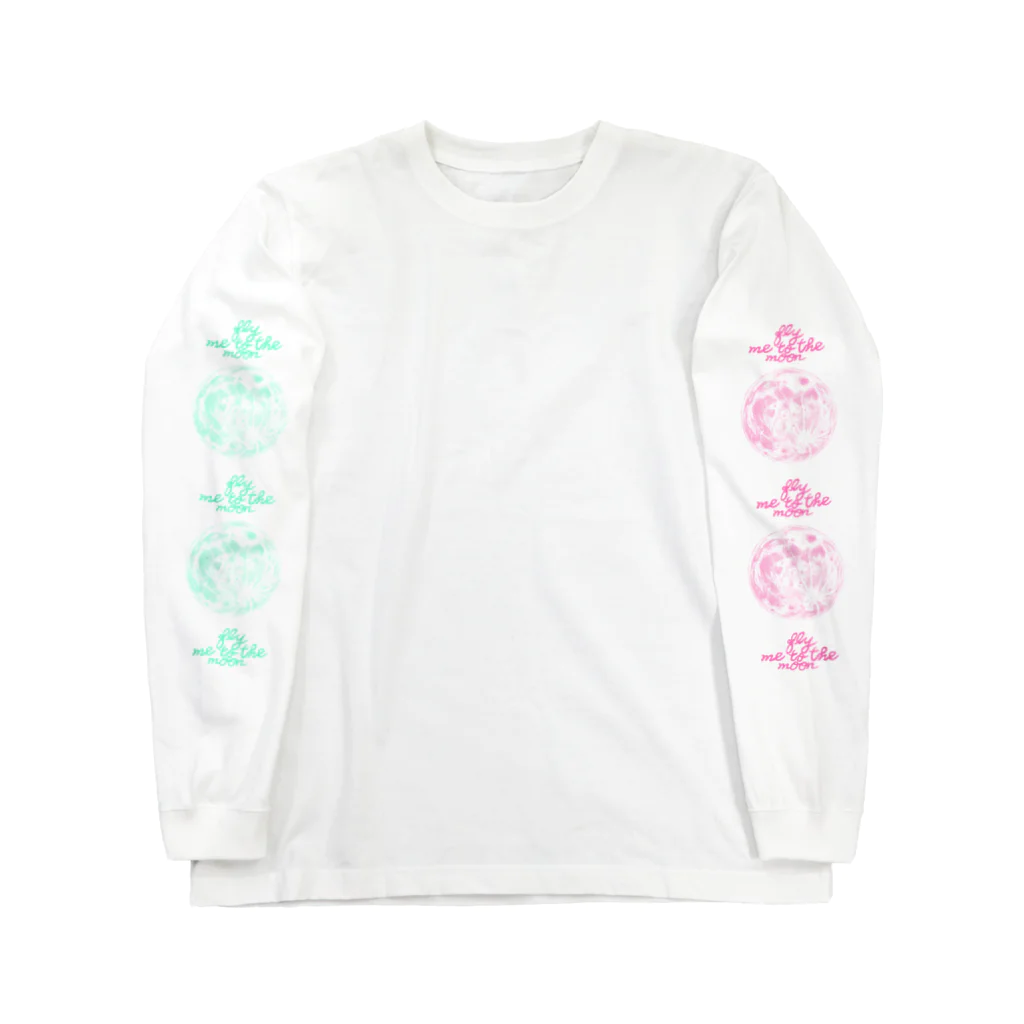 774／nanashiの満月　ピンク×グリーン Long Sleeve T-Shirt