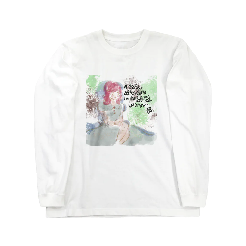 cawolieのウトウトしている女の子 ロングスリーブTシャツ