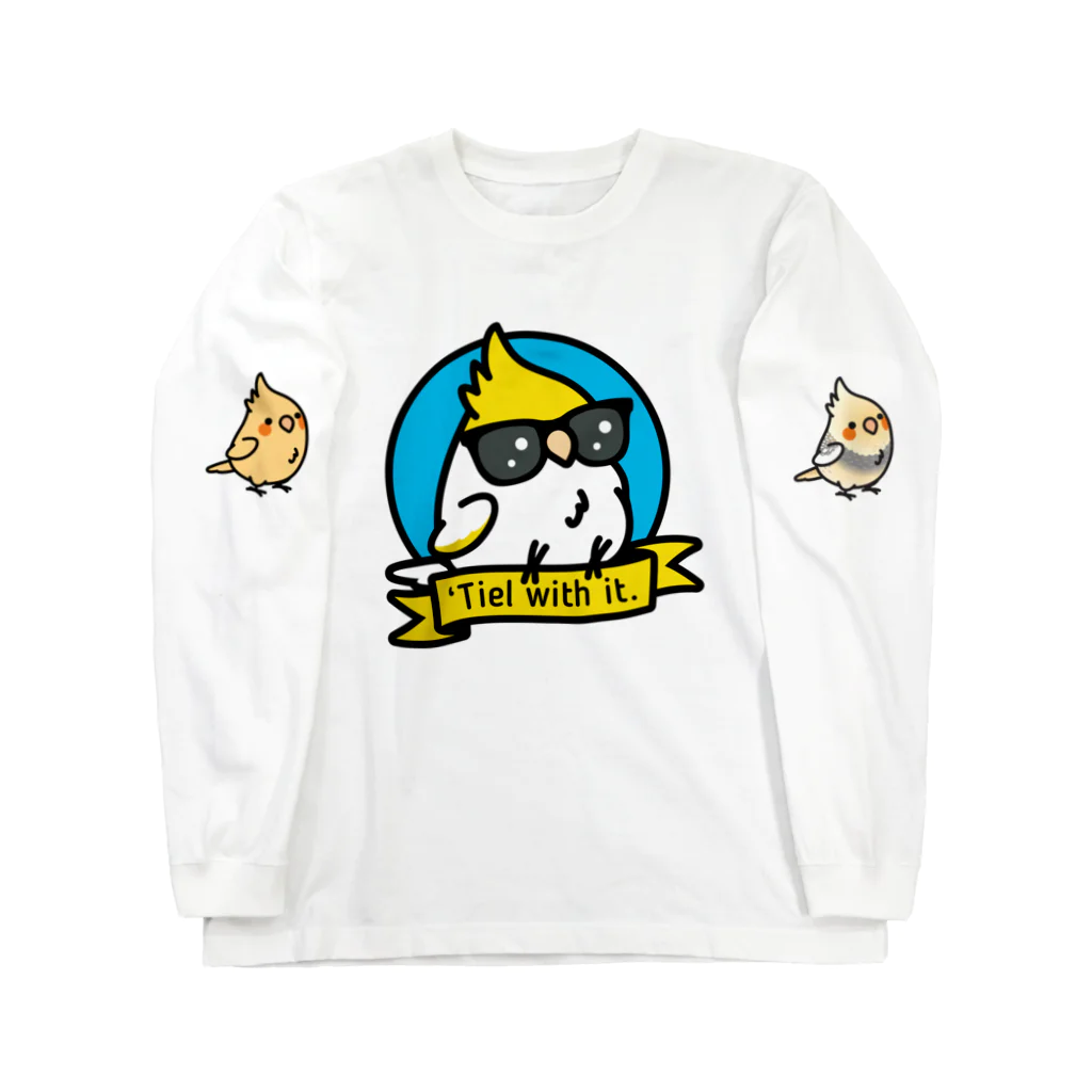 Cody the LovebirdのChubby Bird サングラスをかけたオカメインコ Long Sleeve T-Shirt